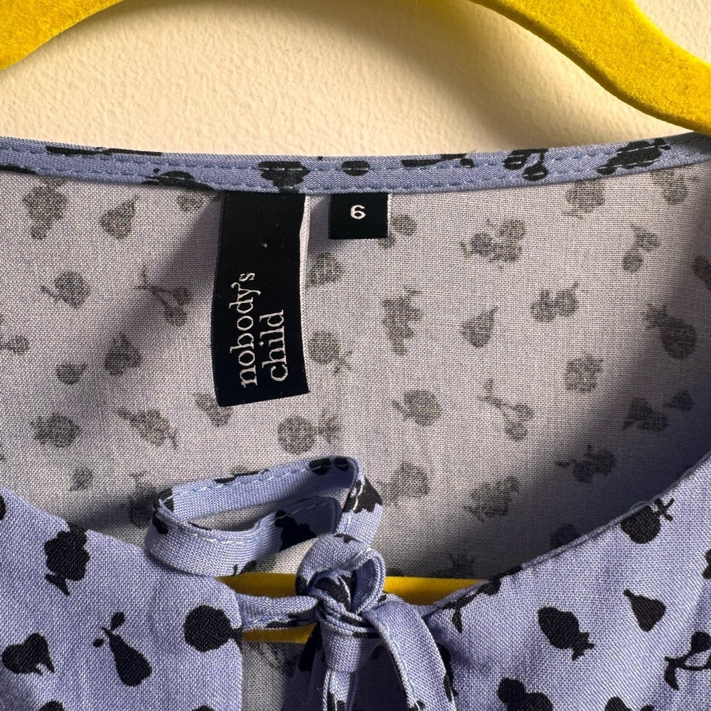 NWOT Nobody’s Child Lila Midi Dress Blue Black Fruit Motif Size 2 - Picture 7 of 7
